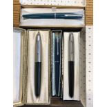 TWO BOXED PARKER 51 LUSTRALOY CAP FOUNTAIN PENS,