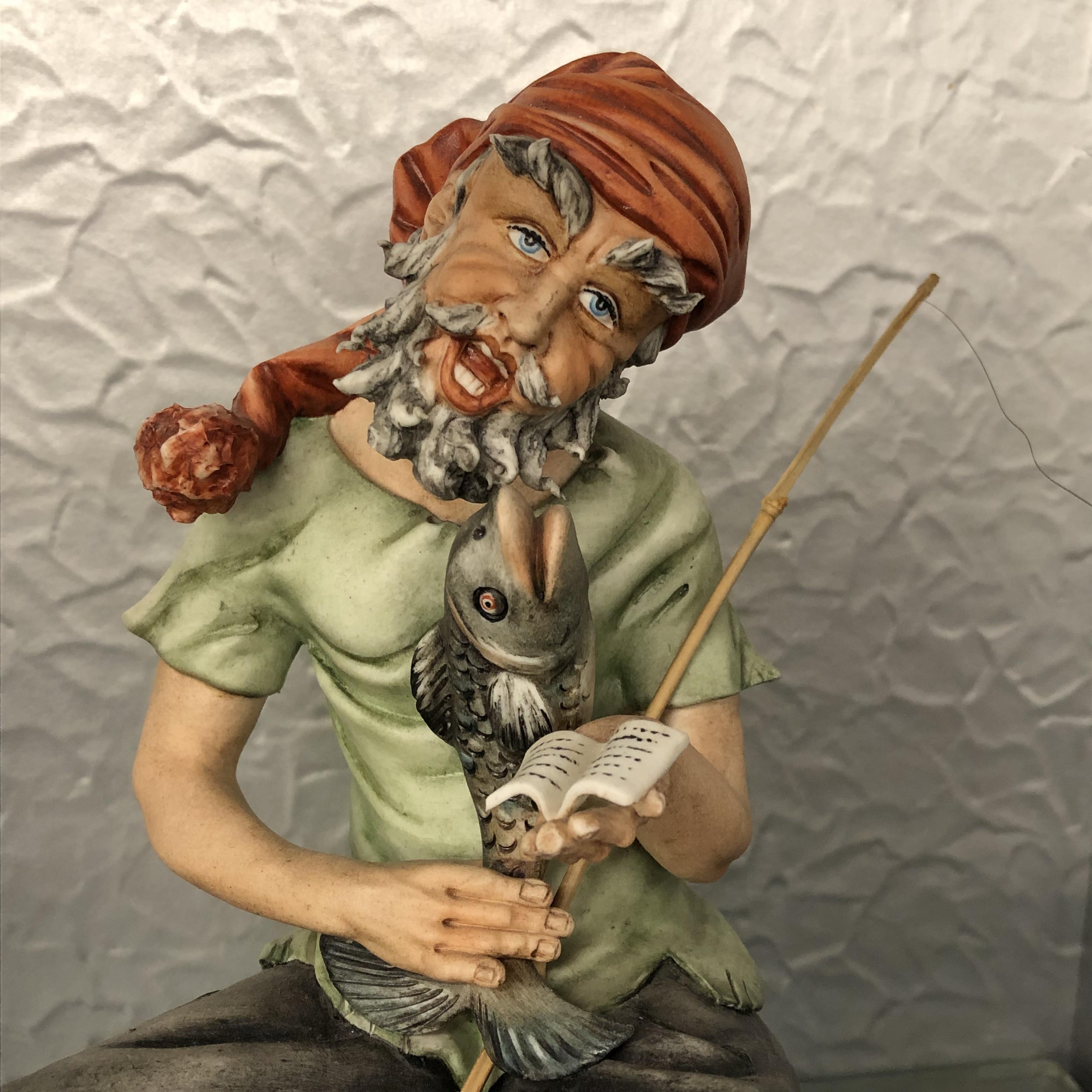 CAPO DI MONTE PORCELAIN FIGURE GROUP OF A SEATED FISHERMAN BY CORTEZ NO 329 - Image 2 of 8