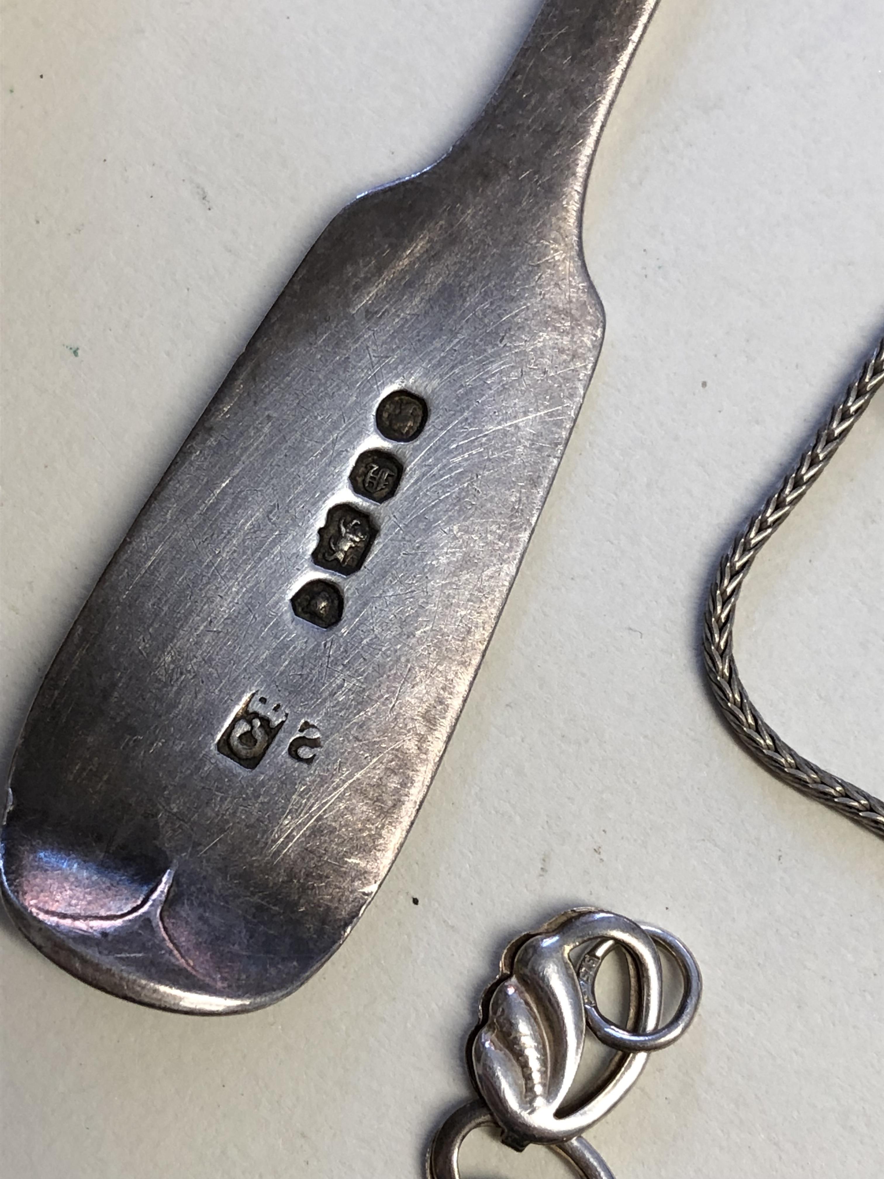 SILVER TAPERED BEAKER, SPOONS, EARRINGS, - Image 4 of 8