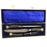 CASED ANTLER HORN CARVERY SET