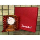 BACCARAT AMBER RIBBED DESK CLOCK