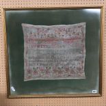 19TH CENTURY NEEDLEPOINT SAMPLER BY MARY ANN FLEMING 1841 F/G FRAME: 65CM W X 60CM H APPROX