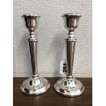 PAIR OF SILVER TAPERED DWARF CANDLESTICKS,