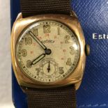 ROTARY GOLD CASED WATCH ON FABRIC STRAP