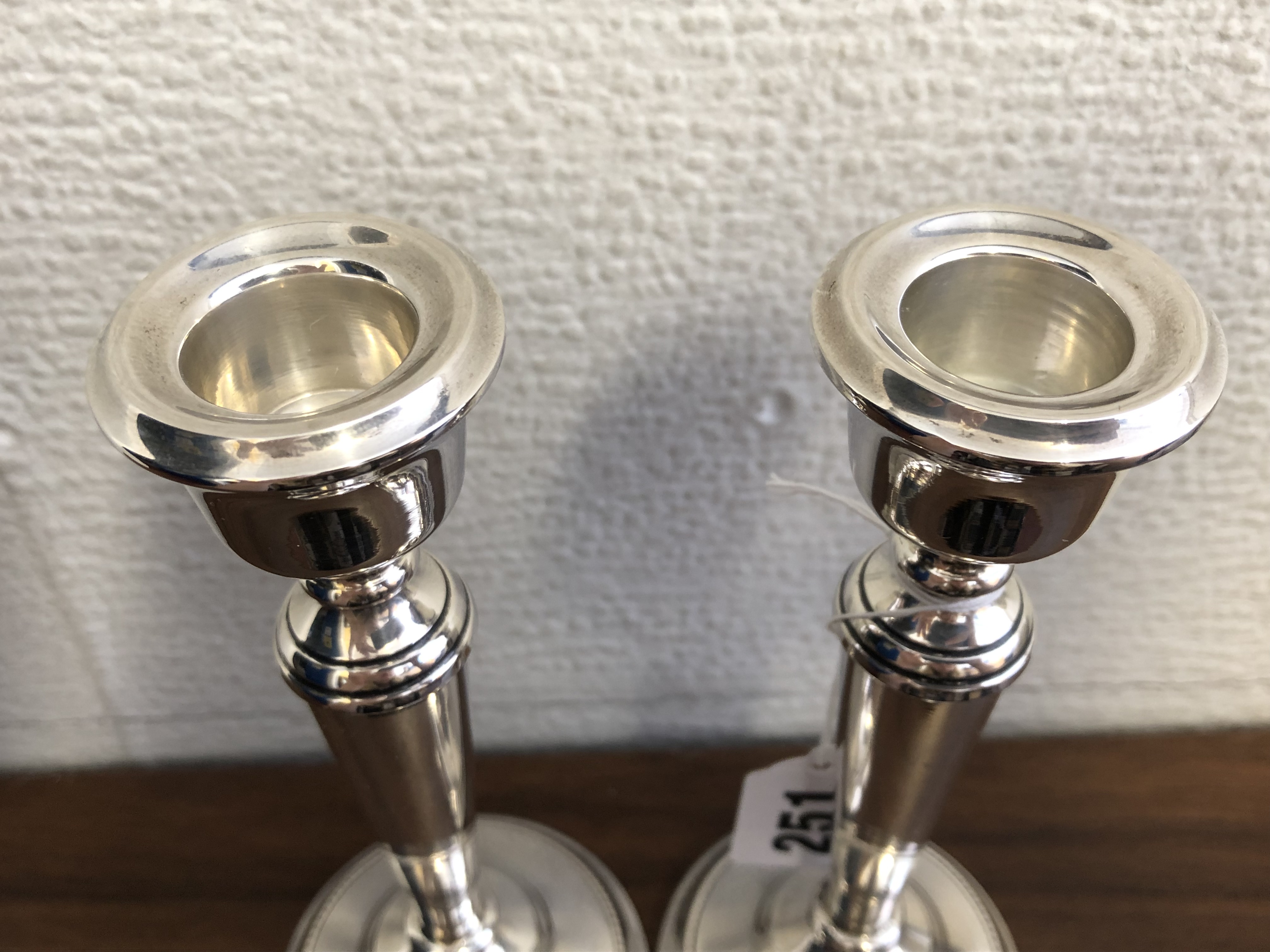 PAIR OF SILVER TAPERED DWARF CANDLESTICKS, - Image 2 of 3