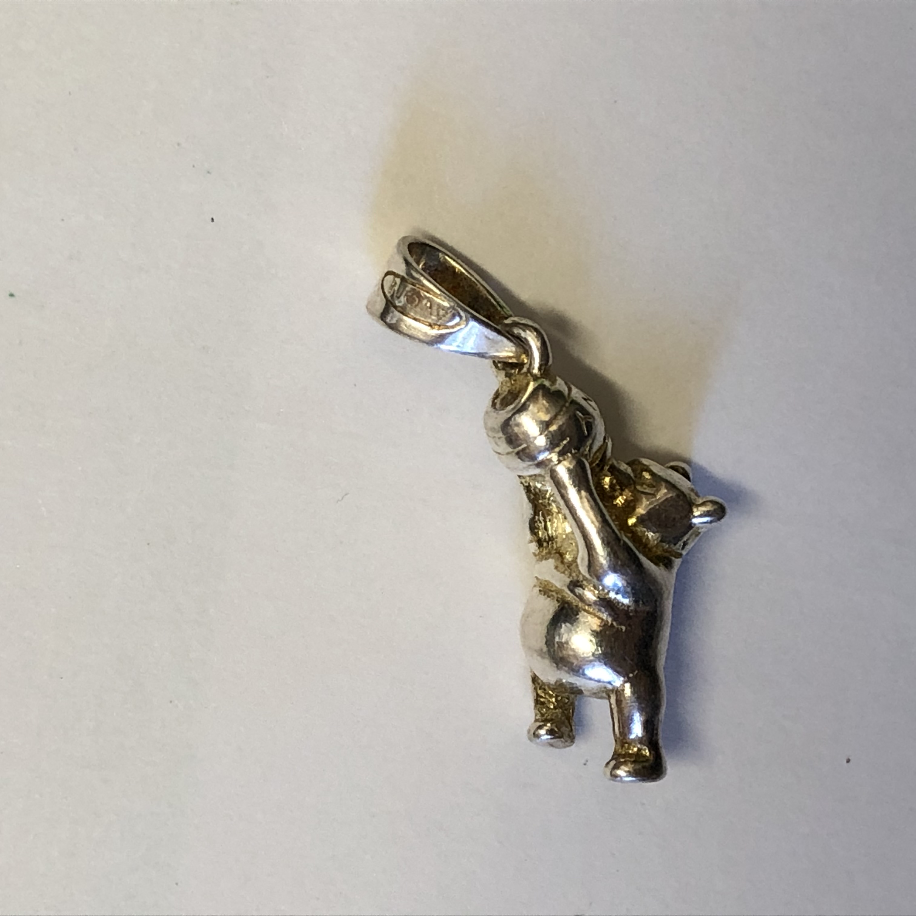 SILVER NAPKIN RING, SILVER TEDDY BEAR WITH UMBRELLA BROOCH, SILVER WINNIE THE POOH PENDANT, - Image 4 of 7