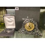 BOXED WATERFORD IRISH CRYSTAL BATTERY-OPERATED QUARTZ MANTEL CLOCK AND A BOXED WATERFORD IRISH