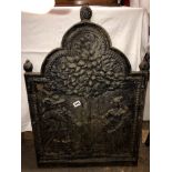 CAST IRON ARCHED HEARTH FIREPLACE BACK 50CM W X 74CM H APPROX