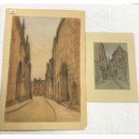 PAIR OF WATERCOLOURS BY WILLIAM ROSEBLADE (1882-1967) ON GREY CARD - LITTLE BUTCHER ROW,