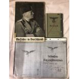 BOOKLET MUSSOLINI IN DEUTSCHLAND PRINTED IN 1937 AND WEHRPASS MILITARY CONSCRIPT DOCUMENT