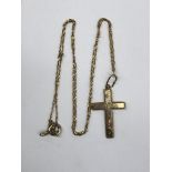 9K TRACE CHAIN WITH ROLLED GOLD CROSS