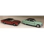 FRANKLIN MINT 1:42 SCALE PRECISION MODEL 1951 MERCURY MONTEREY AND 1968 BLACK AND BROWN DODGE