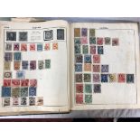 THE TRIUMPH STAMP ALBUM OF WORLD STAMPS FROM QUEEN VICTORIA - GEORGE V