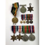WWII MEDALS INCLUDING 1939-1945 STAR, FRANCE AND GERMANY STAR, DEFENCE AND SERVICE MEDALS,