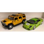 PLASTIC DIECAST MODEL OF A HUMMER AND A LAMBORGHINI MERCIELAGO