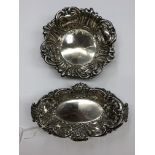 BIRMINGHAM SILVER REPOUSSE OVAL DISH AND ONE OTHER 2.