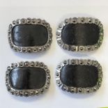 TWO PAIRS OF GEORGIAN CUT STEEL BUCKLES WITH LEATHER BACKS