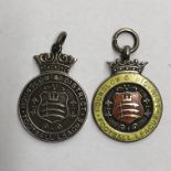 HOUNSLOW AND DISTRICT FOOTBALL LEAGUE SILVER ENAMEL FOOTBALL MEDALLION DIVISION 1 1928-29 AND