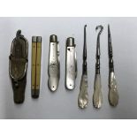 MOTHER OF PEARL HANDLED MANICURE ACCOUTREMENTS,