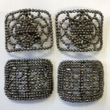 PAIR OF 19TH CENTURY FRENCH CUT STEEL BUCKLES IMPRESSED FRANCE AND ANOTHER PAIR IMPRESSED L.W.