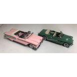 FRANKLIN MINT 1:42 SCALE PRECISION MODEL 1953 GREEN OPEN TOP BUICK SKYLARK AND 1958 EDSEL PINK