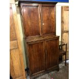 MAHOGANY AND OAK 19TH CENTURY CUPBOARD 203CM H APPROX,