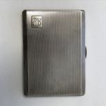 SILVER CIGARETTE CASE WITH ENGINE TURNED DECORATION