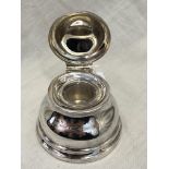 SILVER CAPSTAN INKWELL WITH CLEAR GLASS LINER, 6.