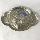 SILVER QUATREFOIL PIN DISH WITH REPOUSSE CHERUB DECORATION