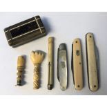 CARVED BONE PIPE TAMPERER IN THE FORM OF A HAND,