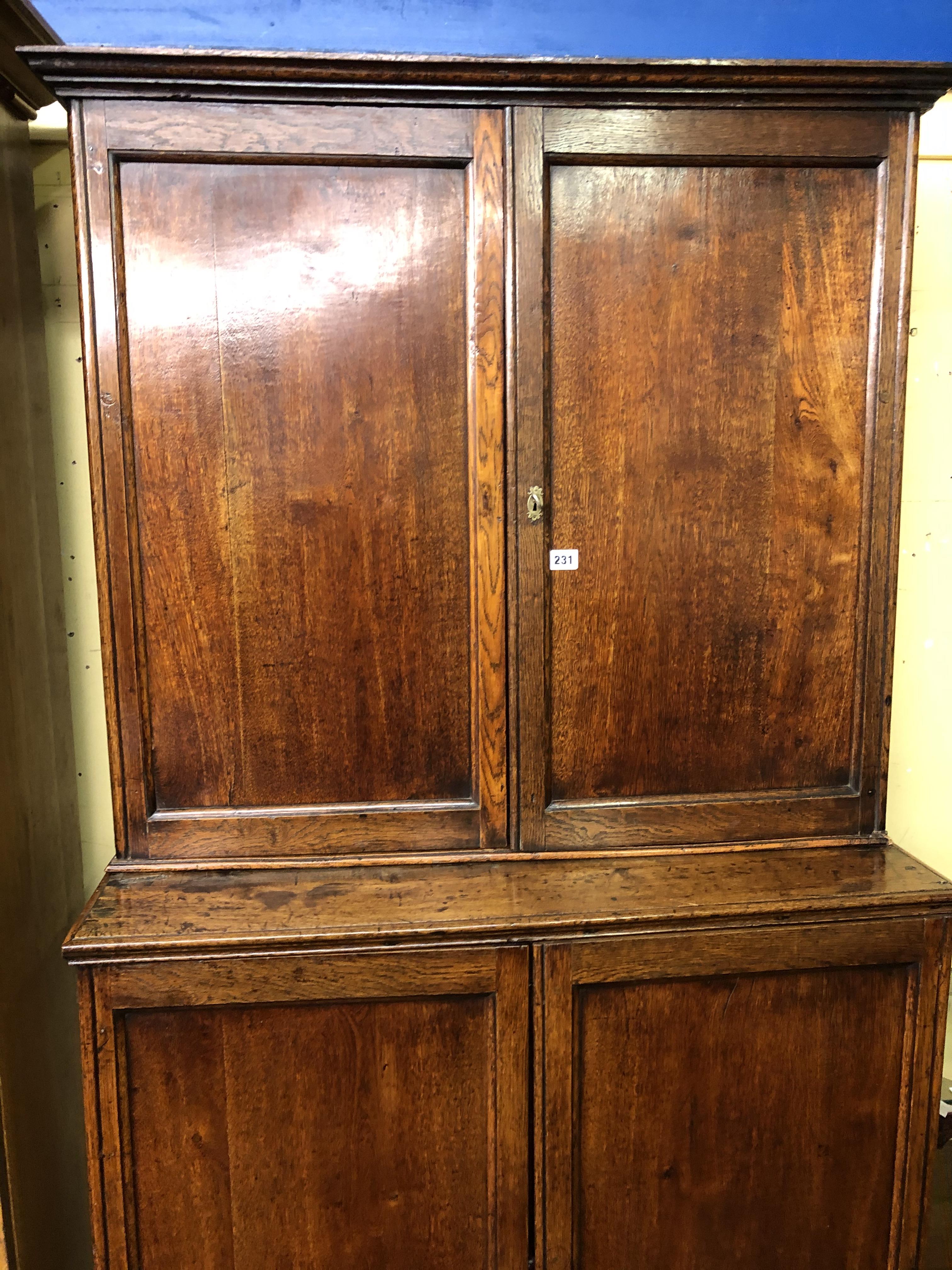 MAHOGANY AND OAK 19TH CENTURY CUPBOARD 203CM H APPROX, - Image 2 of 4