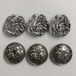 SILVER FILIGREE BUTTONS AND THREE SOLID BUTTONS