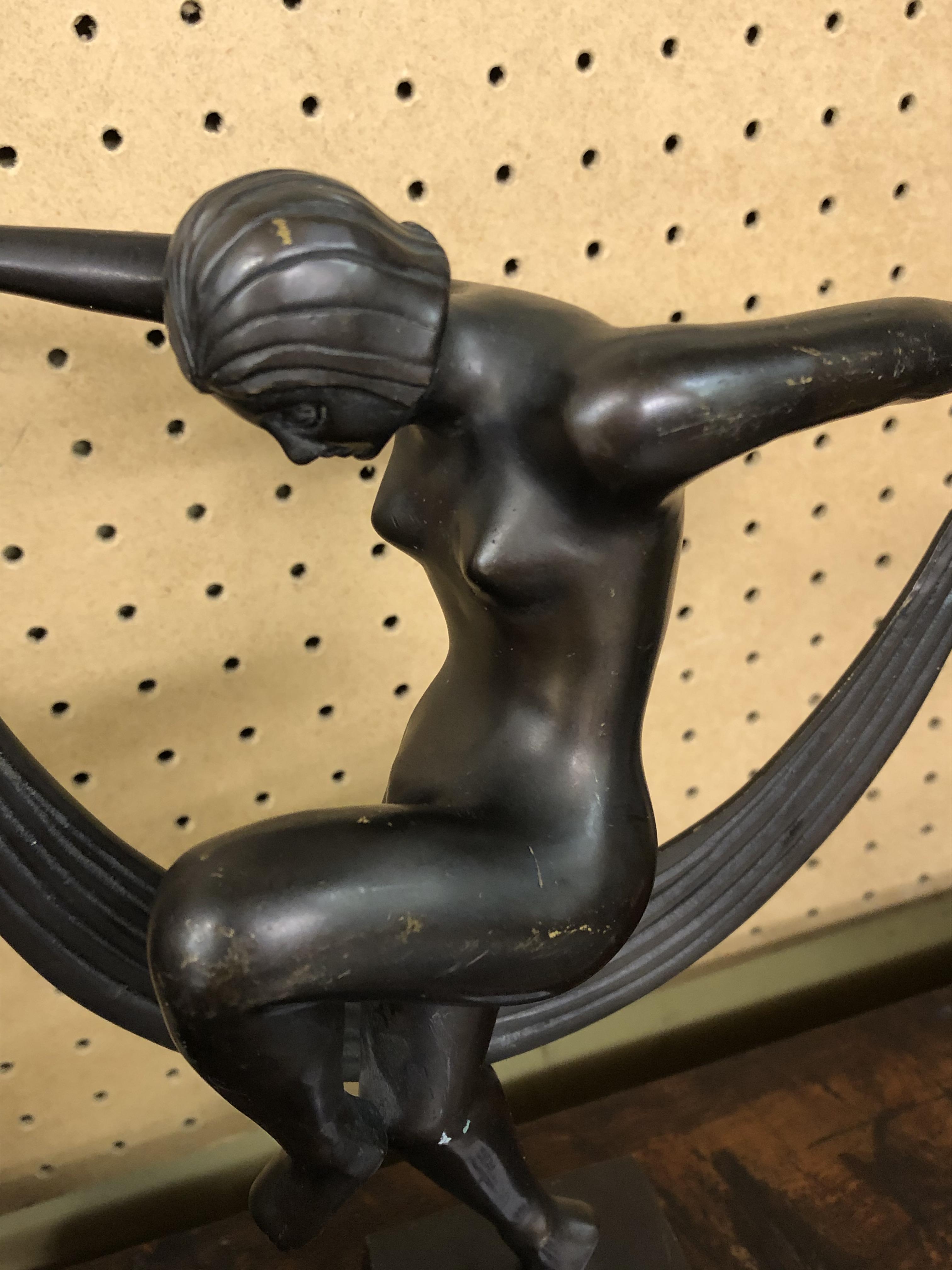 BRONZE ART DECO STYLE DANCING FEMALE FIGURE 23CM H APPROX - Image 2 of 3