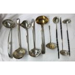 LATE 18TH EARLY 19TH CENTURY SHEFFIELD PLATED TODDY LADLES AND OTHER LADLES