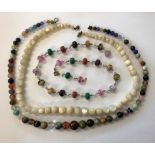 BAG OF POLISHED AGATE AND STONE BEAD NECKLACES