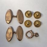 PAIR OF 9CT ROSE GOLD OVAL CUFFLINK AND 9CT GOLD STUDS 6.