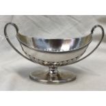 GEORGE III NEOCLASSICAL TWIN HANDLED BOAT SHAPED TABLE SALT, LONDON, HC, 3OZ APPROX.