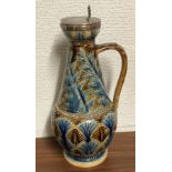 DOULTON LAMBETH STONEWARE SILVER MOUNTED JUG 24CM H APPROX