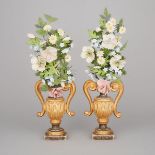 Pair of Italian Giltwood and Tole Bouquet Form Garnitures, mid 20th century, height 20 in — 50.8 cm