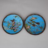 Two Japanese Avian Cloisonné Dishes, 19th/early 20th century, diameter 12.1 in — 30.7 cm