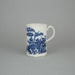 Worcester Blue Printed 'Plantation' Large Mug, c.1760-70, height 5.9 in — 15.1 cm