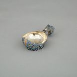 Russian Silver and Cloisonné Enamel Kovsh, 20th century, length 4.9 in — 12.5 cm