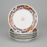 Six Derby Plates, early 19th century, diameter 8.8 in — 22.4 cm