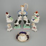 Group of English Ceramics, 19th/20th century, cat height 7 in — 18 cm (8 Pieces)