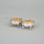 Pair of George III Silver Salt Cellars, David & Robert Hennell, London, c.1764, width 3.3 in — 8.5 c