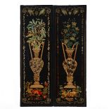 Pair of Victorian Decoupage Leather Screen Panels, 19th century, 69 x 21.75 in — 175.3 x 55.2 cm