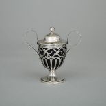 Dutch Silver Pierced Mustard Pot, late 18th century, height 4.6 in — 11.8 cm