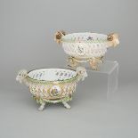 Two 'Meissen' Two-Handled Pierced Oval Baskets, late 19th century, length 14.6 in — 37 cm (2 Pieces)