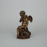 French Patinated Bronze Figure of a Cupid, after Clodion, 19th century, height 10 in — 25.4 cm