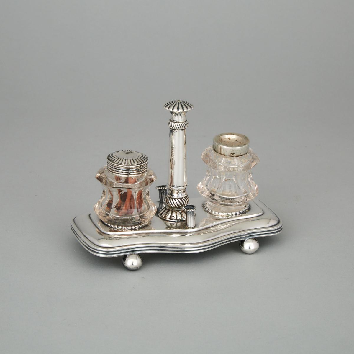 Dutch Silver Inkstand, 1842, width 6.1 in — 15.5 cm